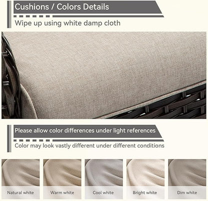 Outdoor Swivel Rocker Patio Chair - Outdoor Wicker Patio Glider Chair with Olefin Fabric Cushions Suitable for Backyard Deck and Porch, Beige