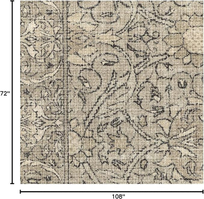 RUGGABLE x Morris & Co Washable Area Rug – Montreal Natural Stone 6x9, Stain-Resistant, Non-Slip – Medium Machine Washable Rugs for Living Room, Bedroom, Hallway, Entryway & Office–with Standard Pad