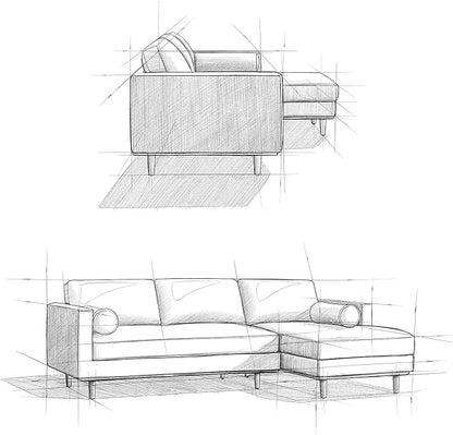 SIMPLIHOME Morrison Right Sectional Sofa in Woven-Blend Recycled Polyester Fabric, Mist Grey, 102-inches Wide, L-Shaped Couch with Right Chaise for the Living Room and Family Room
