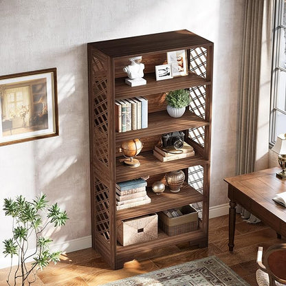 Tribesigns 71" Tall Bookshelf, 6-Tier Large Mid-Century Bookcase, Freestanding Library Open Bookshelves with 5 Storage Shelves, Wooden Display Shelving Unit for Living Room, Home Office(2PC)