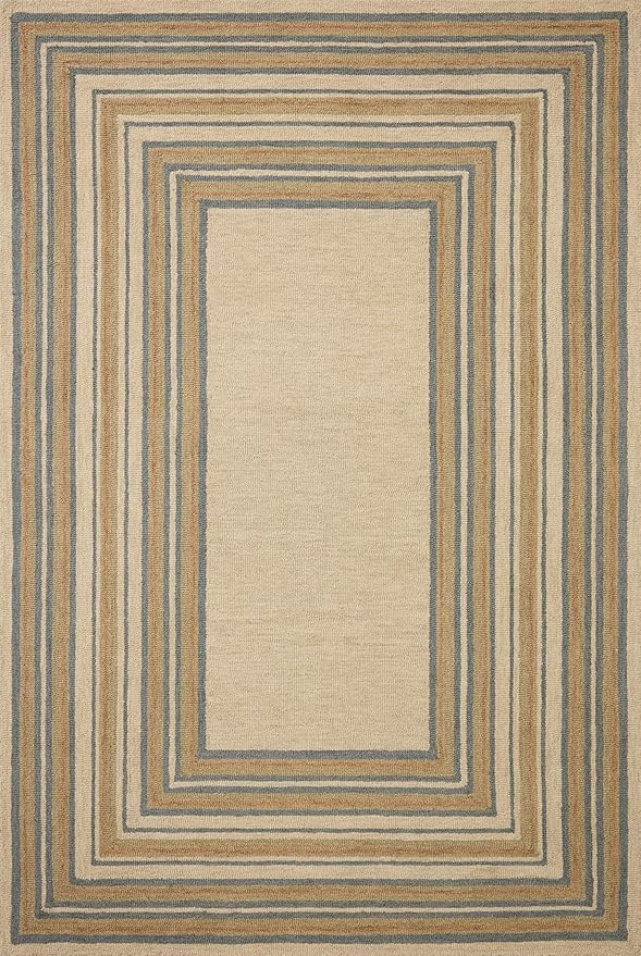 Loloi Chris Loves Julia Alfie Collection ALF-05 Natural/Multi 2'-6" x 9'-9" Runner Rug Wool Neutral Living Bedroom Dining Carpet