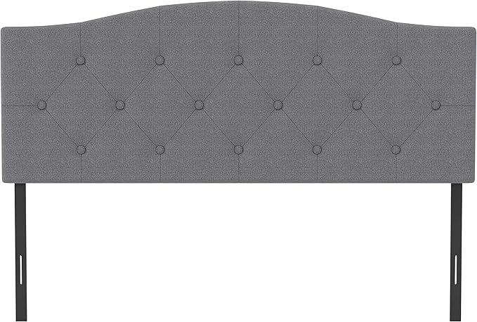 Hillsdale Provence Upholstered Arch Adjustable Tufted Full/Queen Headboard, Glacier Gray