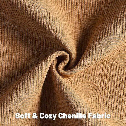 FUTEI Bronze Chenille Decorative Throw Pillow Covers 16x16 Inch Set of 2,Soft Cozy Striped Geometric Patterns Cushion Case,Modern Home Decor for Couch Bed Living Room