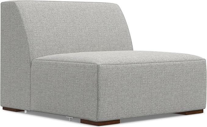 SIMPLIHOME Rex Corner Sectional Modular Sofa in 100% Recycled Polyester Tightly Woven Performance Fabric, Pale Grey, 116-inches Wide, Handcrafted Modern-Style L-Shaped Couch for Living Room