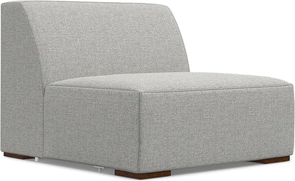 SIMPLIHOME Rex Modular Sofa and Ottoman Set in 100% Recycled Polyester Tightly Woven Performance Fabric, Pale Grey, 122-inch-wide 3-Seater Couch and Matching 34-inch-wide Ottoman for Living Room