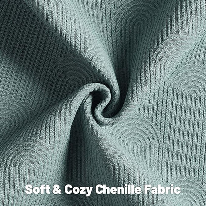 FUTEI Grey Blue Chenille Decorative Throw Pillow Covers 12x20 Inch Set of 2,Soft Cozy Striped Geometric Patterns Lumbar Pillow Cases,Modern Home Decor for Couch Bed Living Room