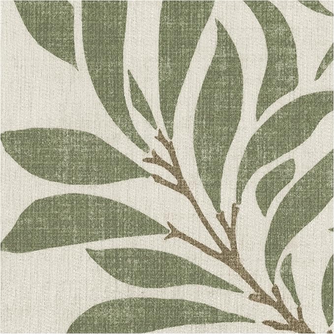 RUGGABLE x Morris & Co Washable Area Rug – Pure Willow Boughs Green 3x5, Stain-Resistant, Non-Slip – Small Machine Washable Rugs for Living Room, Bedroom, Hallway, Entryway & Office–with Standard Pad
