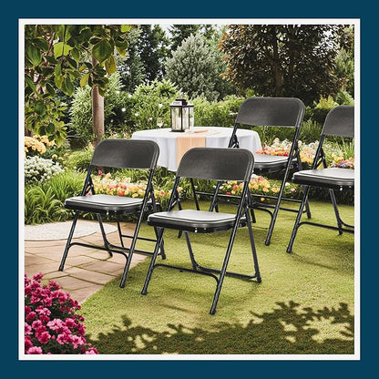 OEF Furnishings OEF800 Series Premium Heavy-Duty Plastic Folding Chairs, Lightweight, Durable Seating for Indoor and Outdoor Use, 500 lb Capacity (4-Pack, Gray Plastic with Black Frame)