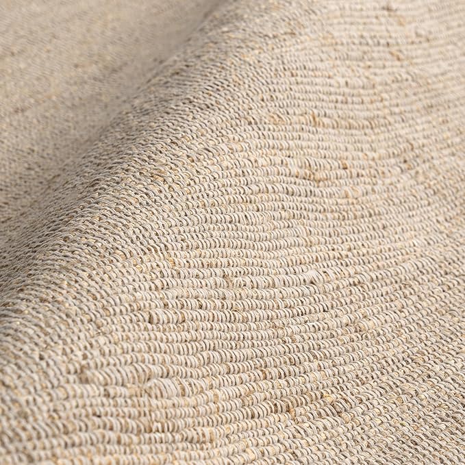 nuLOOM 7'6" x 9'6" Elfriede Jute & Cotton Hand Woven Area Rug, Natural, Solid Rustic Farmhouse Style, Weaved Design, Natural Fiber, For Bedroom, Living Room, Dining Room, Hallway, Office, Entryway
