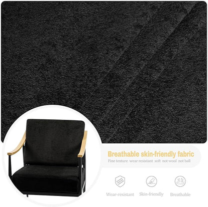 Modern Accent Chairs Set of 2 for Living Room Bedroom Mid Century Arm Chairs Upholstered Office Accent Chairs Comfy Waiting Room Chairs with Metal Frame, Black