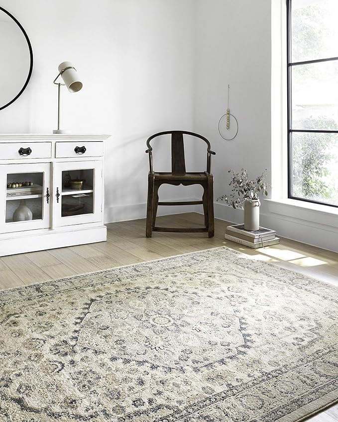 Loloi Teagan Collection TEA-01 Natural/Lt. Grey 9'-9" x 13'-6" Area Rug, Large, Soft Neutral Rug, High-Traffic for Living Room, Bedroom, Home Office, Dining Area