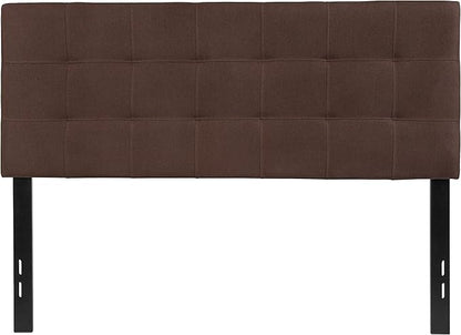EMMA + OLIVER Quilted Tufted Full Size Headboard in Dark Brown Fabric