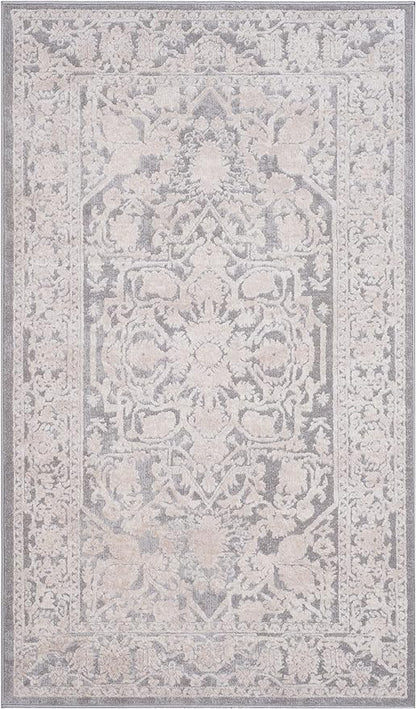 SAFAVIEH Reflection Collection Accent Rug - 2'3" x 3', Light Grey & Cream, , Non-Shedding & Easy Cleaning, Ideal for Foyer, Living Room, Bedroom (RFT665C)