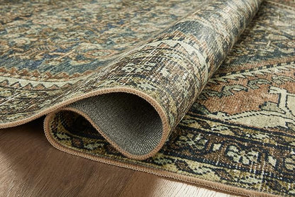 Loloi Magnolia Home by Joanna Gaines Banks Collection BAN-02 Denim/Clay 8'-6" x 11'-6", .13" Pile Height, Machine Washable, Area Rug