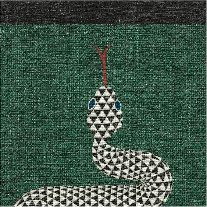 RUGGABLE x Jonathan Adler Washable Modern Area Rug – Venom Emerald 9x12, Stain-Resistant, Non-Slip – Large Machine Washable Rugs for Living Room, Bedroom, Hallway, Entryway & Office–with Standard Pad