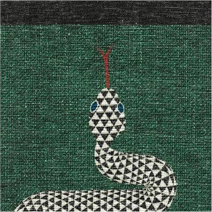 RUGGABLE x Jonathan Adler Machine Washable Modern Runner Rug – Venom Emerald 2.5x10, Stain-Resistant, Non-Slip – Washable Rug for Hallway, Entryway, Living Room & Kitchen–with Cushioned Pad