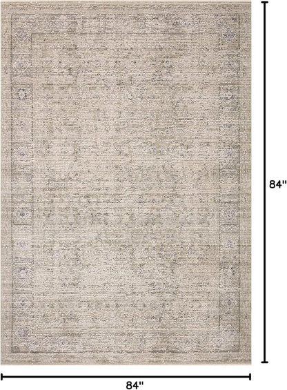 Loloi Amber Lewis Alie Collection ALE-03 Taupe/Dove 7'-10'' x 7'-10'', .13'' Pile Height, Round Area Rug