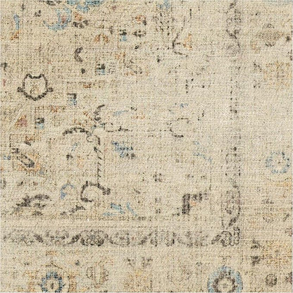 RUGGABLE Washable Vintage Runner Rug – Kamran Ivory Opal 2.5x12, Stain-Resistant, Non-Slip Hallway Runner – Machine Washable Rug for Hallway, Entryway, Living Room & Kitchen–with Standard Pad