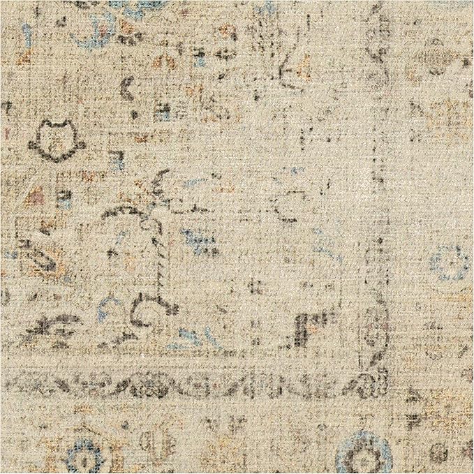 RUGGABLE Washable Vintage Area Rug – Kamran Ivory Opal 5x7, Stain-Resistant, Non-Slip – Medium Machine Washable Rugs for Living Room, Bedroom, Hallway, Entryway & Office–with Cushioned Pad