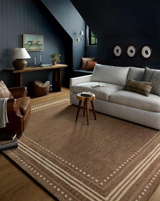 Loloi Chris Loves Julia Alfie Collection ALF-02 Bark/Natural 3'-6" x 5'-6" Accent Rug Wool Neutral Living Bedroom Dining Carpet