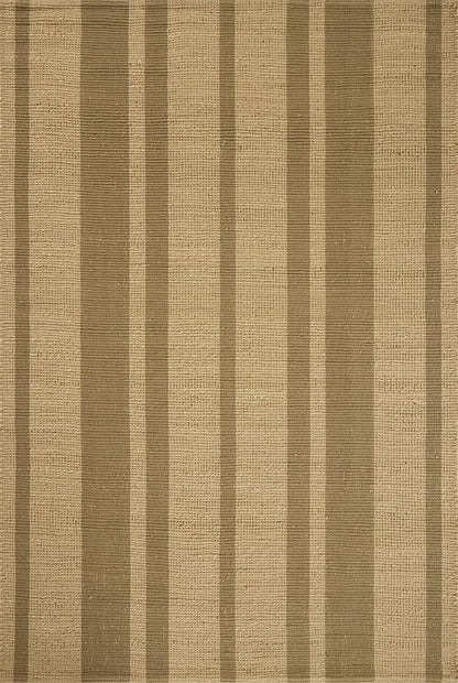 Loloi Leanne Ford Weatherstaff Collection WTS-03 Natural/Olive 5'-0" x 7'-6" Area Rug Jute, Striped, Neutral, Living Room, Bedroom, Dining Room