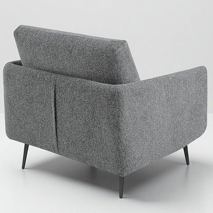 Mid-Century Accent Chair,Modern Oversized Armchair for Living Room,Comfy Upholstered Reading Accent Chairs for Bedroom,Single Sofa Chair (Dark Grey-1PACK)