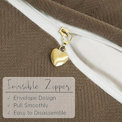 ZWJD Brown Pillow Covers 20x20 Set of 2 Chenille Throw Pillow Covers with Elegant Design Soft and Luxurious Decorative Throw Pillows for Couch, Bed, and Home Decor