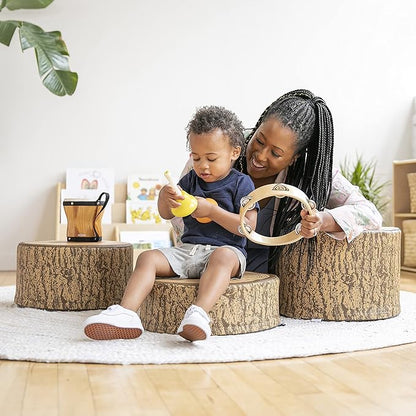 ECR4Kids SoftZone Tree Stump Stool Set, Flexible Seating, Chocolate, 3-Piece