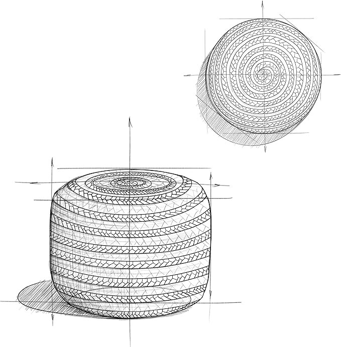 SIMPLIHOME Margo Boho Round Pouf in Green Braided Jute for the Living Room, Bedroom and Kids Room