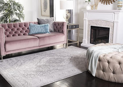 SAFAVIEH Area Rug 9x12 - Reflection Collection - Large - Light Grey & Cream, Non-Shedding & Easy Cleaning, Ideal for Living Room, Bedroom, Dining Space (RFT668G)
