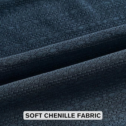 FUTEI Navy Blue Chenille Throw Pillow Covers 22x22 Inch Set of 2,Soft Striped & Diamond Textured Cushion Cases,Modern Home Decor for Couch Living Room