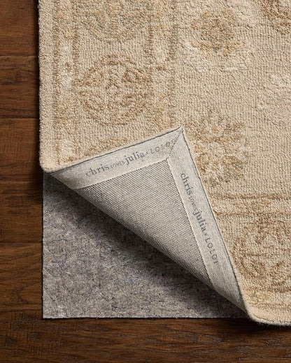 Loloi Chris Loves Julia Dorothea Collection DRT-03 Dove/Natural 9'-3" x 13' Area Rug Wool Neutral Floral Living Room Bedroom Carpet