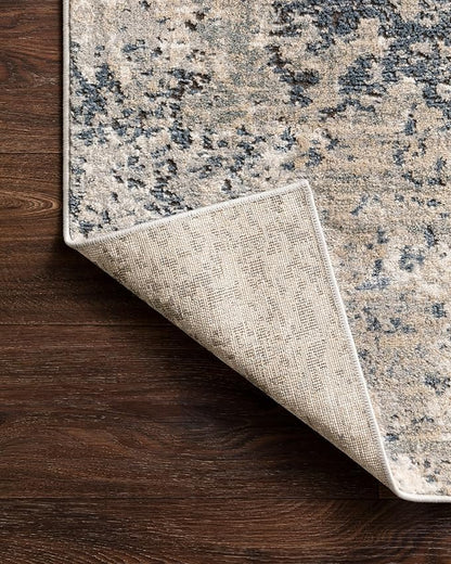 Loloi Teagan Collection TEA-07 Natural/Denim 2'-8" x 10'-6" Runner Rug, Large, Soft Neutral Rug, High-Traffic for Living Room, Bedroom, Home Office, Dining Area