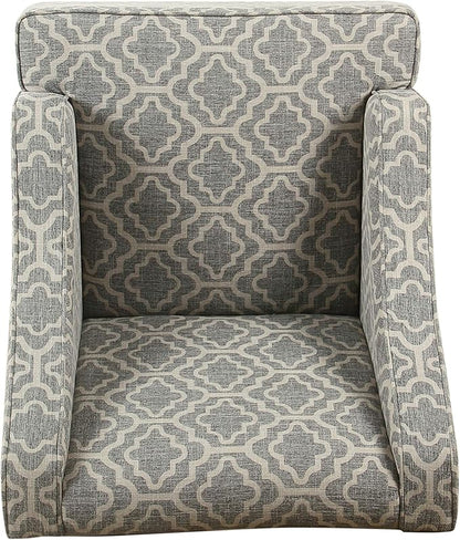 Homepop Home Decor | Upholstered Classic Swoop Arm Accent Chair | Accent Chairs for Living Room & Bedroom | Decorative Home Furniture, Ash Geometric
