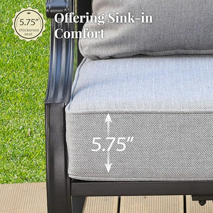 Patio Furniture Set 7 pcs, Outdoor Patio Furniture, 3-Seat Sofa, 2 Single Chairs, 2 Swivel Chairs, 2 Ottomans and 5.75" Extra Thick Cushion, Patio Conversation Set for Backyard Deck,Grey