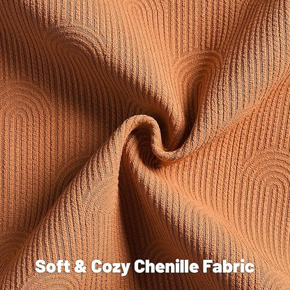 FUTEI Burnt Orange Chenille Decorative Throw Pillow Covers 16x16 Inch Set of 2,Soft Cozy Striped Geometric Patterns Cushion Case,Modern Home Decor for Couch Bed Living Room