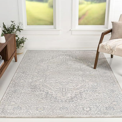 JONATHAN Y Vintage Medallion Indoor Area Rug Cream 4X6, Modern Boho for Living Room, Bedroom, Kitchen, Office, Easy-Cleaning, High Traffic, Pet-Friendly, Non-Shedding MDP100C-4