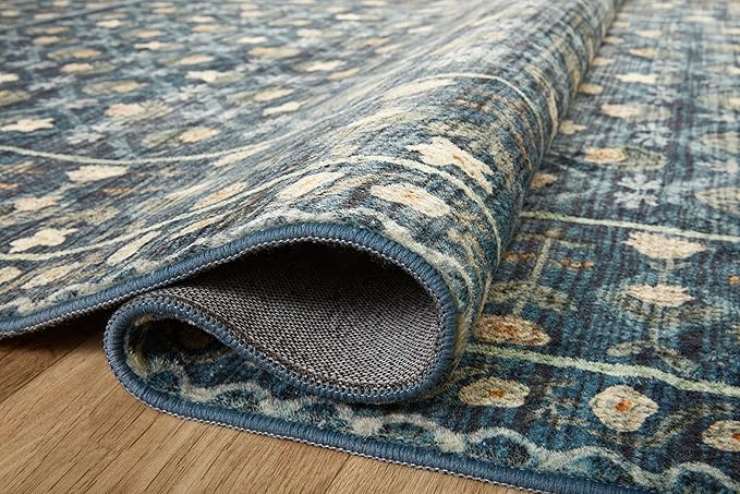 Loloi Rifle Paper Co. Eden Collection EDE-03 Lattice Indigo 2'-6" x 9'-6" Runner Rug feat. CloudPile™