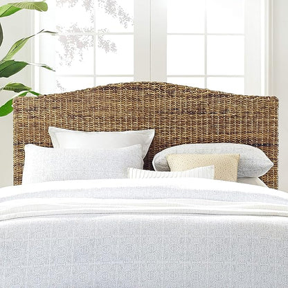 Crosley Furniture Serena Handwoven Natural Fiber Rattan Bed Headboard, Banana Leaf, Queen