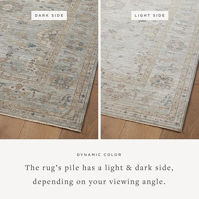 Loloi Magnolia Home by Joanna Gaines Millie Collection MIE-02 Sky/Gold 2'-7" x 12'-0", .25" Pile Height, Runner Rug