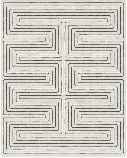 RUGGABLE x Jonathan Adler Machine Washable Modern Area Rug – Labyrinth Camel/Ivory 8x10, Stain-Resistant, Non-Slip – Large Rugs for Living Room, Bedroom, Hallway, Entryway & Office–with Standard Pad