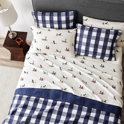 Eddie Bauer - Flannel Sheets King Size, Anti-Pilling & Wrinkle Resistant Cotton, Touchably Soft for All-Season Comfort - Bed Sheets with Matching Pillowcases & Fitted Sheet (Retriever Adventure Ivory)