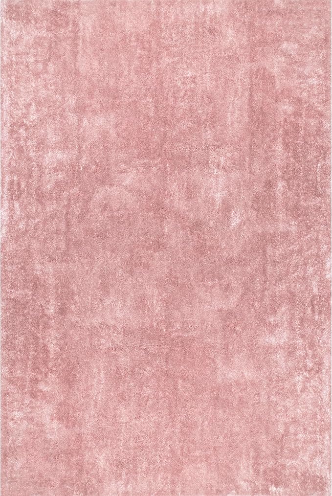 nuLOOM 8' x 10' Cozy Plush SuperiorWash Area Rug, Machine Washable, Non-Slip, Soft Fluffy Shag Carpet for Living Room Bedroom Kids Room Nursery Home Decor, Loni Pink