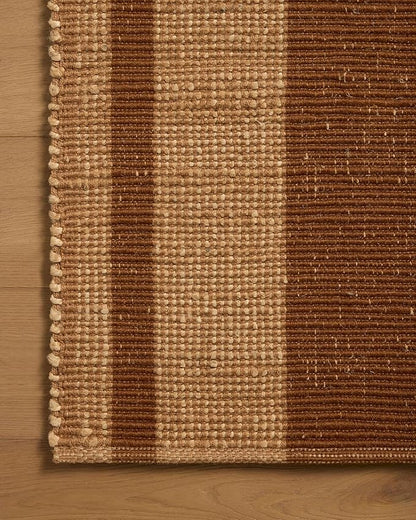 Loloi Leanne Ford Weatherstaff Collection WTS-04 Cinnamon/Natural 9'-3" x 13' Area Rug Jute, Striped, Neutral, Living Room, Bedroom, Dining Room