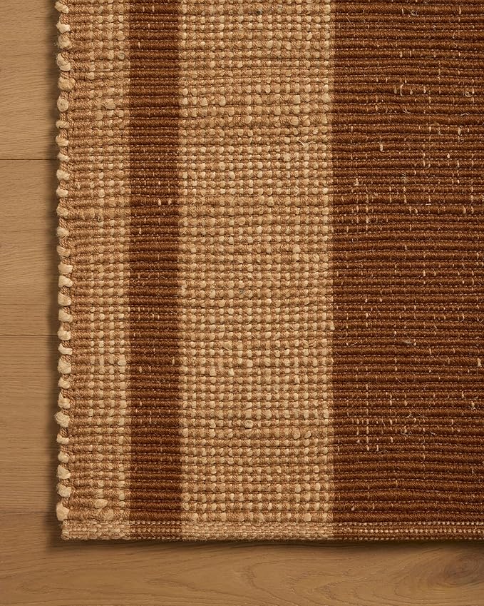 Loloi Leanne Ford Weatherstaff Collection WTS-04 Cinnamon/Natural 5'-0" x 7'-6" Area Rug Jute, Striped, Neutral, Living Room, Bedroom, Dining Room