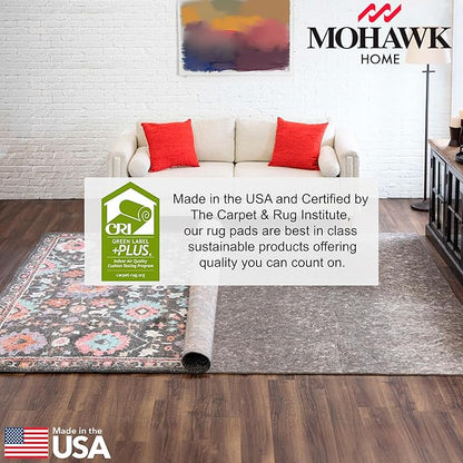 Mohawk Home 8' Square Non Slip Rug Pad Gripper 1/2 Thick Dual Surface Felt + Rubber Gripper - Safe for All Floors