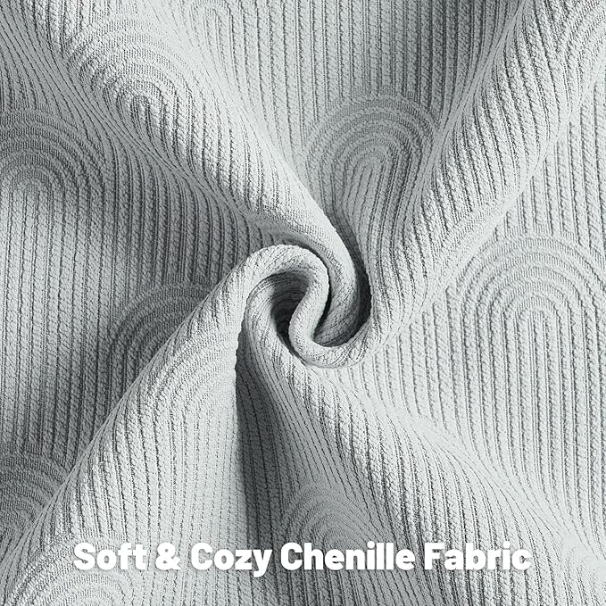 FUTEI Light Grey Chenille Decorative Throw Pillow Covers 22x22 Inch Set of 2,Soft Cozy Striped Geometric Patterns Cushion Case,Modern Home Decor for Couch Bed Living Room