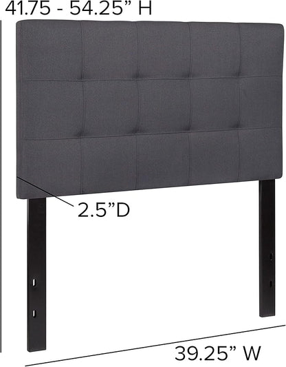 EMMA + OLIVER Quilted Tufted Upholstered Twin Size Headboard in Dark Gray Fabric