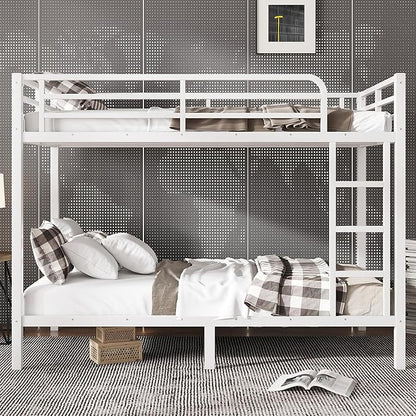 Bellemave Twin XL Over Twin XL Bunk Bed for Adults, Heavy Duty Bunk Beds Frame with Build in Ladder and Full Length Guardrail, Easy Assemble Bunkbeds, Noise Reduced, Mattress Not Included, White