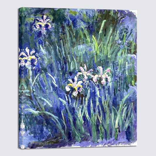 Wieco Art Canvas Wall Art Irises by Claude Monet Oil Paintings Reproduction Landscape Pictures Artwork on Canvas Art Prints for Living Room Decorations and Wall Decor